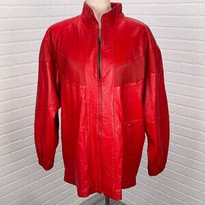 Atlantic City Talk of The‎ Walk Jacket Women Large Red Leather Soft Relaxed VTG